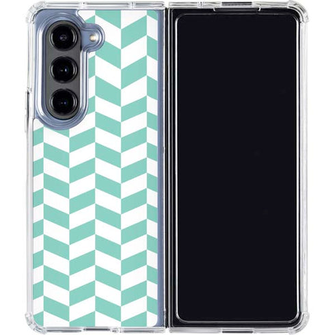 Blue White Chevron Galaxy Z Fold5 5G Clear Case