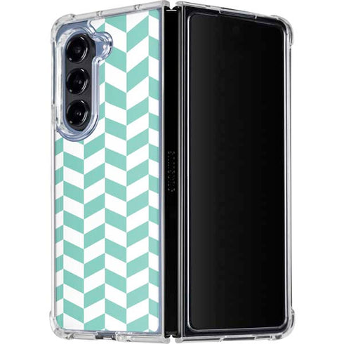 Blue White Chevron Galaxy Z Fold5 5G Clear Case