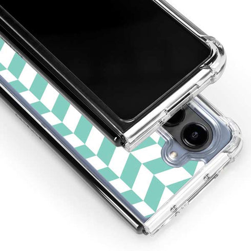 Blue White Chevron Galaxy Z Fold5 5G Clear Case