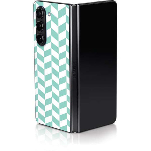 Blue White Chevron Galaxy Z Fold5 5G Skin