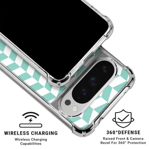 Blue White Chevron Google Pixel 10 Pro XL Clear Case