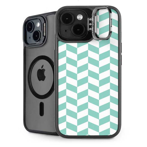 Blue White Chevron iPhone 14 Plus Kickstand Case