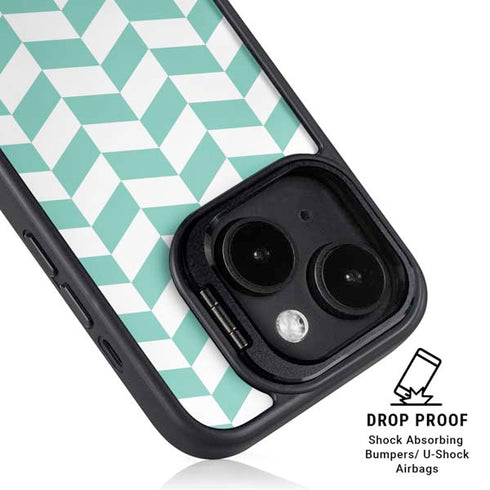 Blue White Chevron iPhone 14 Plus Kickstand Case