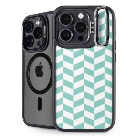 Blue White Chevron iPhone 14 Pro Kickstand Case