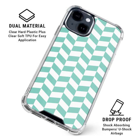 Blue White Chevron iPhone 15 Clear Case