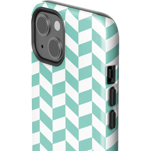 Blue White Chevron iPhone 15 Impact Case