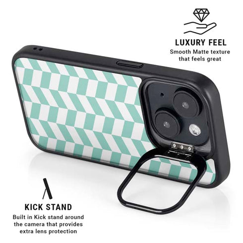 Blue White Chevron iPhone 15 Kickstand Case