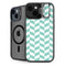 Blue White Chevron iPhone 15 Plus Kickstand Case