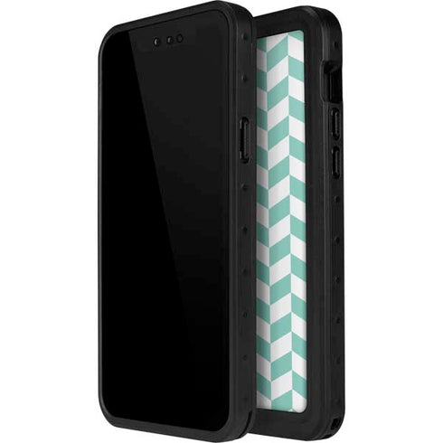 Blue White Chevron iPhone 15 Pro Waterproof Case