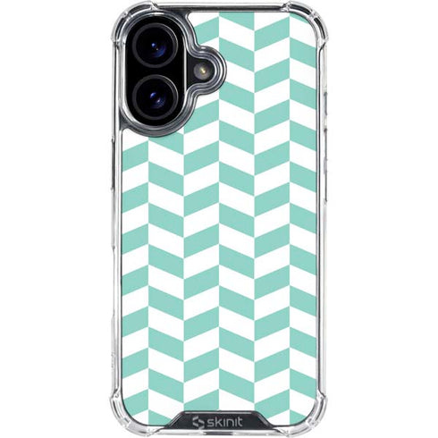 Blue White Chevron iPhone 16 Clear Case