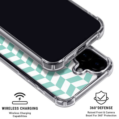 Blue White Chevron iPhone 16 Clear Case