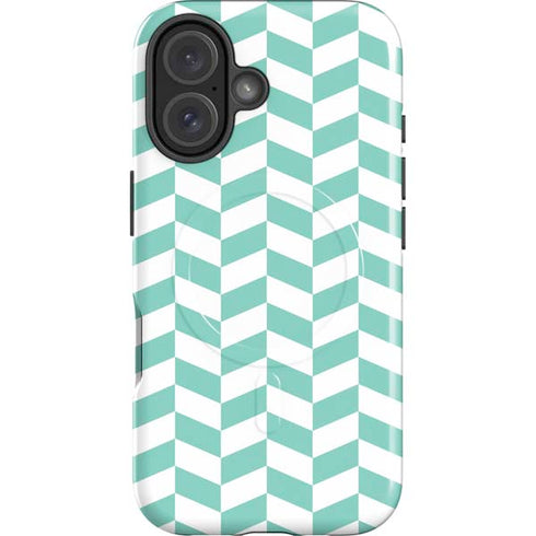 Blue White Chevron iPhone 16 Magsafe Impact Case