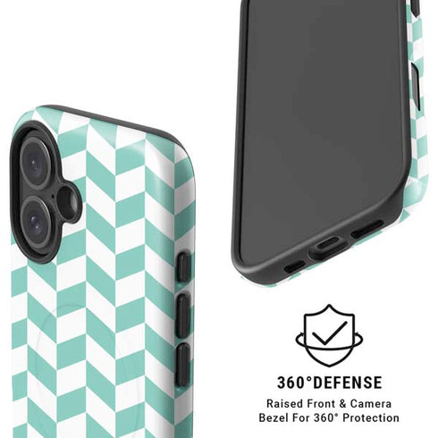 Blue White Chevron iPhone 16 Magsafe Impact Case