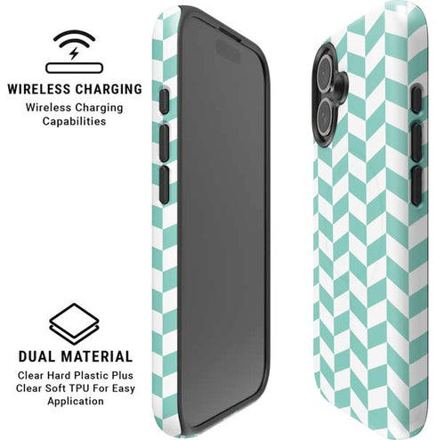 Blue White Chevron iPhone 16 Magsafe Impact Case