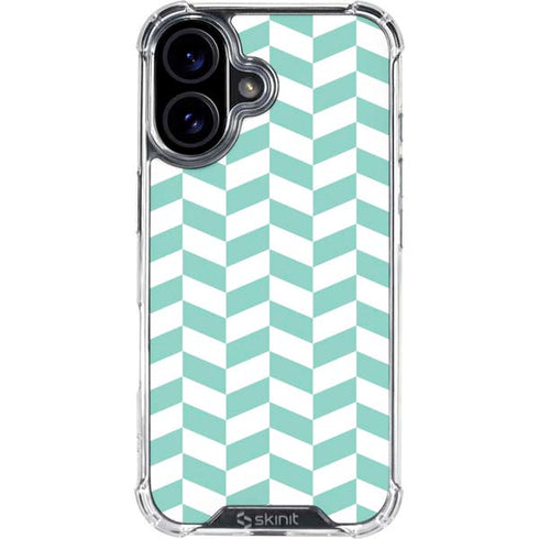 Blue White Chevron iPhone 16 Plus Clear Case