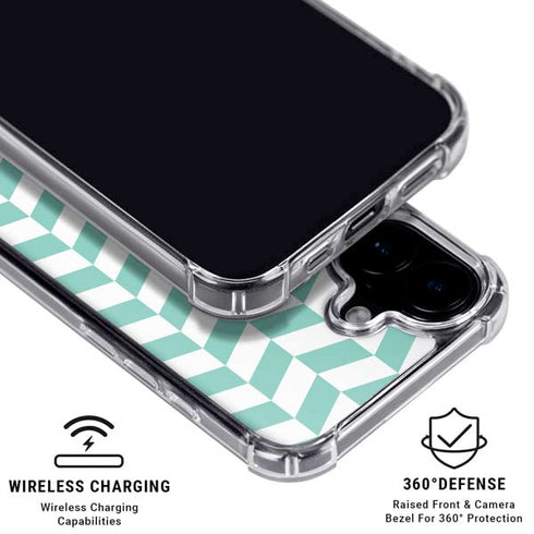 Blue White Chevron iPhone 16 Plus Clear Case