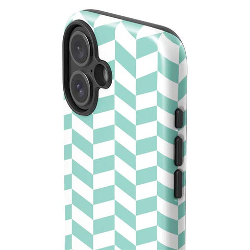 Blue White Chevron iPhone 16 Plus Impact Case