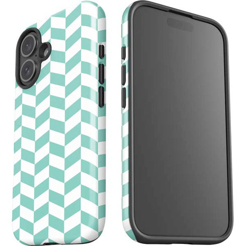 Blue White Chevron iPhone 16 Plus Impact Case