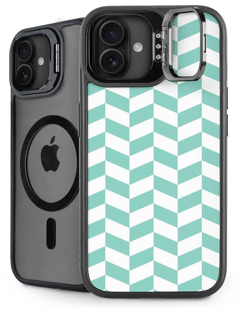 Blue White Chevron iPhone 16 Plus Kickstand Case