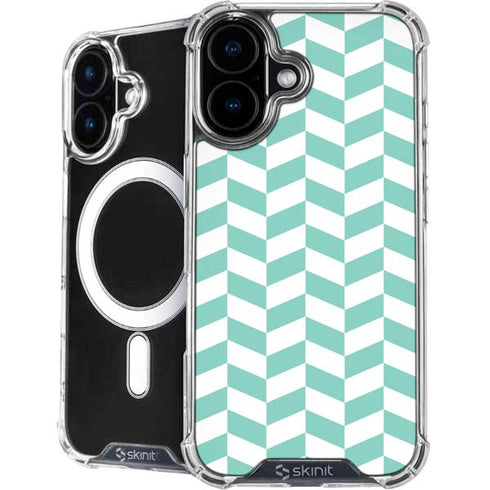 Blue White Chevron iPhone 16 Plus MagSafe Case