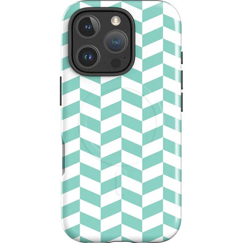 Blue White Chevron iPhone 16 Pro Magsafe Impact Case