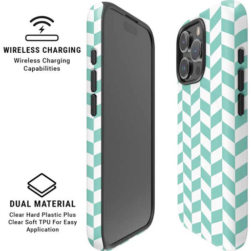 Blue White Chevron iPhone 16 Pro Magsafe Impact Case