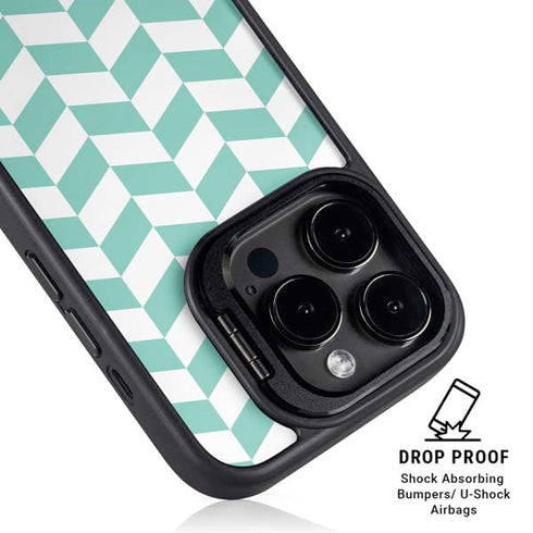 Blue White Chevron iPhone 16 Pro Max Kickstand Case