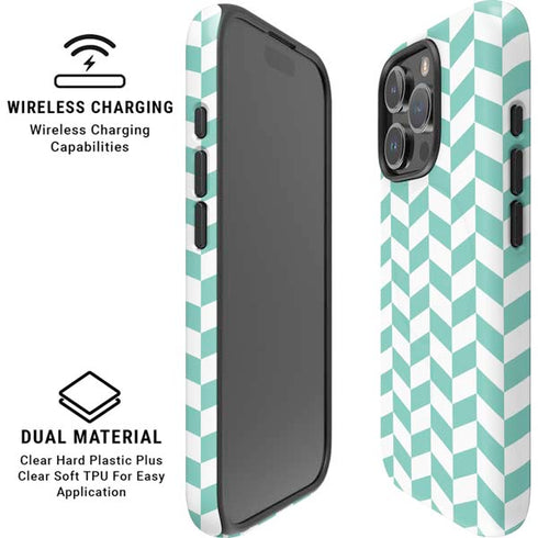 Blue White Chevron iPhone 16 Pro Max Magsafe Impact Case