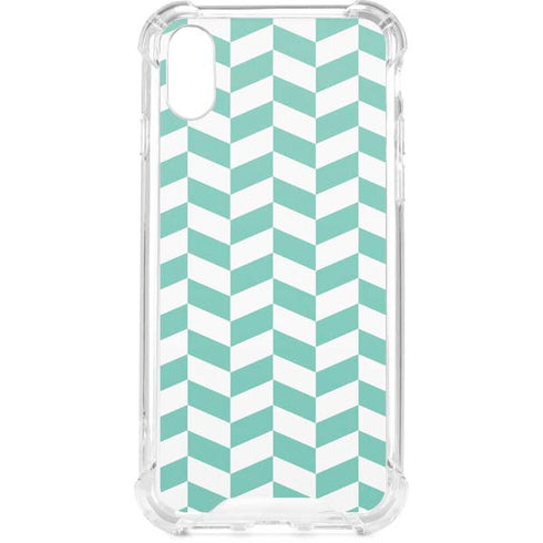 Blue White Chevron iPhone XS Clear Case