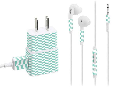 Blue White Chevron Phone Charger Skin