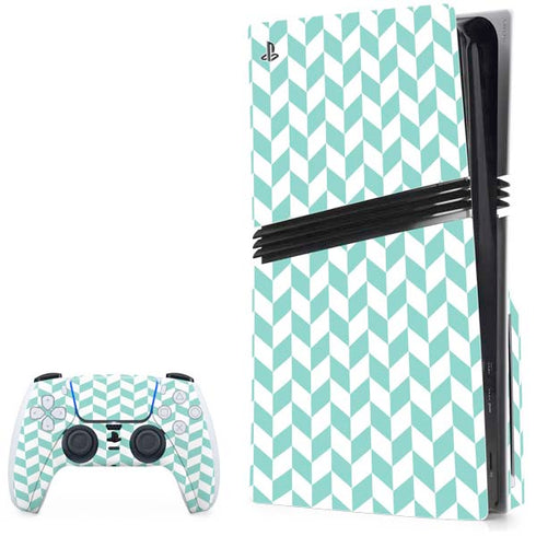 Blue White Chevron PS5 Pro Disk Bundle Skin