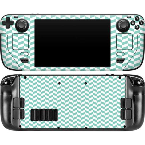 Blue White Chevron Steam Deck Handheld Gaming Computer OLED Skin