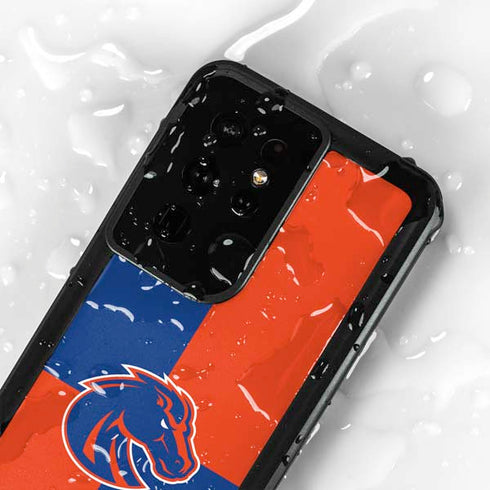 Boise State University Broncos Checkered Galaxy S24 Ultra Waterproof Case