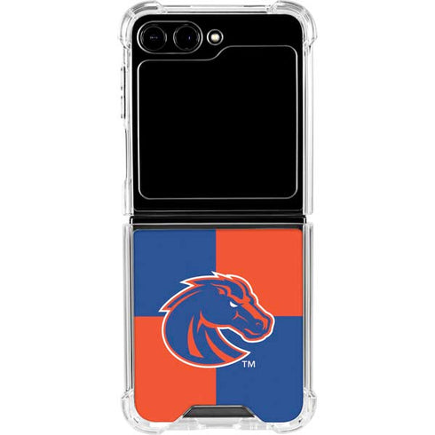 Boise State University Broncos Checkered Galaxy Z Flip6 Clear Case