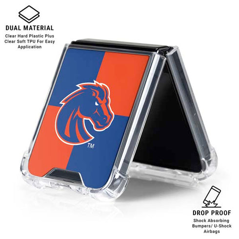 Boise State University Broncos Checkered Galaxy Z Flip6 Clear Case