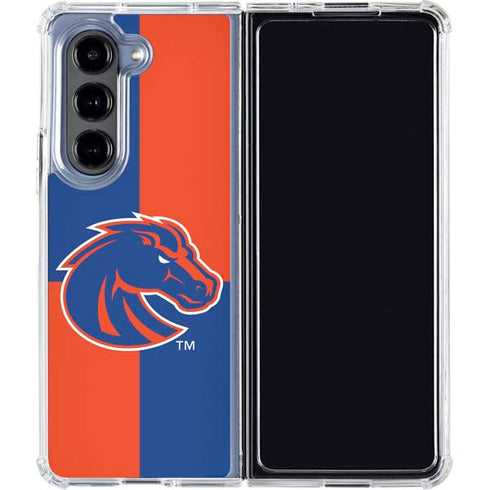 Boise State University Broncos Checkered Galaxy Z Fold5 5G Clear Case