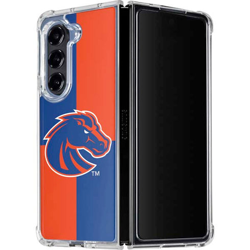 Boise State University Broncos Checkered Galaxy Z Fold5 5G Clear Case