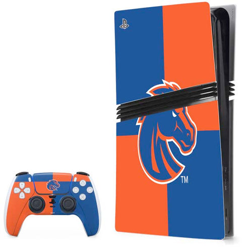 Boise State University Broncos Checkered PS5 Pro Bundle Skin