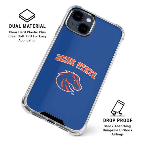 Boise State University Collegiate Text iPhone 15 Clear Case