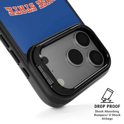 Boise State University Collegiate Text iPhone 17 Pro Max Kickstand Case