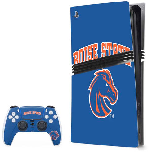 Boise State University Collegiate Text PS5 Pro Bundle Skin