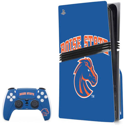Boise State University Collegiate Text PS5 Pro Disk Bundle Skin