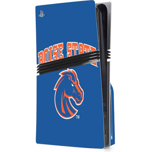 Boise State University Collegiate Text PS5 Pro Disk Console Skin