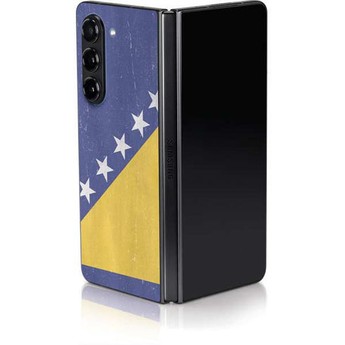 Bosnia and Herzegovina Flag Distressed Galaxy Z Fold5 5G Skin