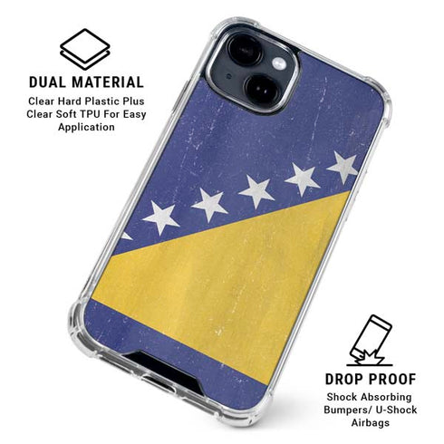 Bosnia and Herzegovina Flag Distressed iPhone 15 Clear Case