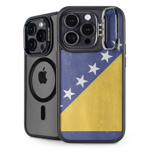 Bosnia and Herzegovina Flag Distressed iPhone 15 Pro Max Kickstand Case
