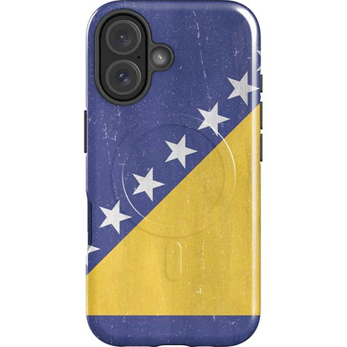 Bosnia and Herzegovina Flag Distressed iPhone 16 Magsafe Impact Case
