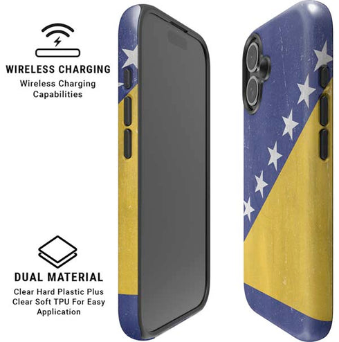 Bosnia and Herzegovina Flag Distressed iPhone 16 Plus Magsafe Impact Case