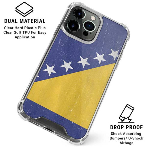 Bosnia and Herzegovina Flag Distressed iPhone 16 Pro Max Clear Case