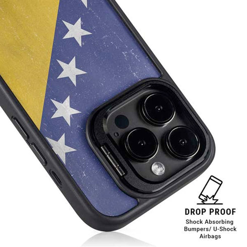 Bosnia and Herzegovina Flag Distressed iPhone 16 Pro Max Kickstand Case